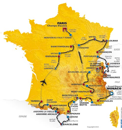2009 Tour de France map