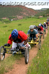 Hand cyclist Anthony leading the pack